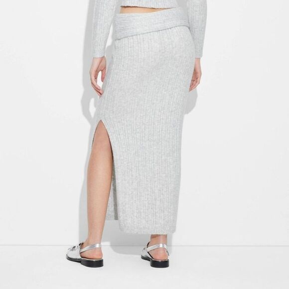 Wild Fable - Women's Maxi Sweater Skirt - Wild Fable Light Gray Gray - Picture 3 of 3